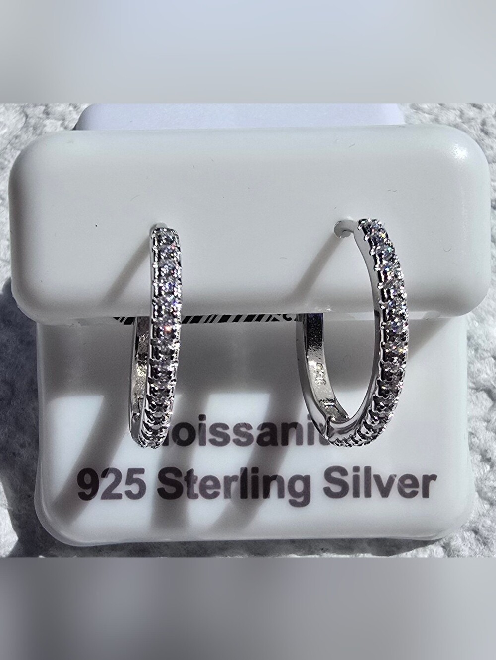Sterling Silver Pavé Hoop Earrings in Silver